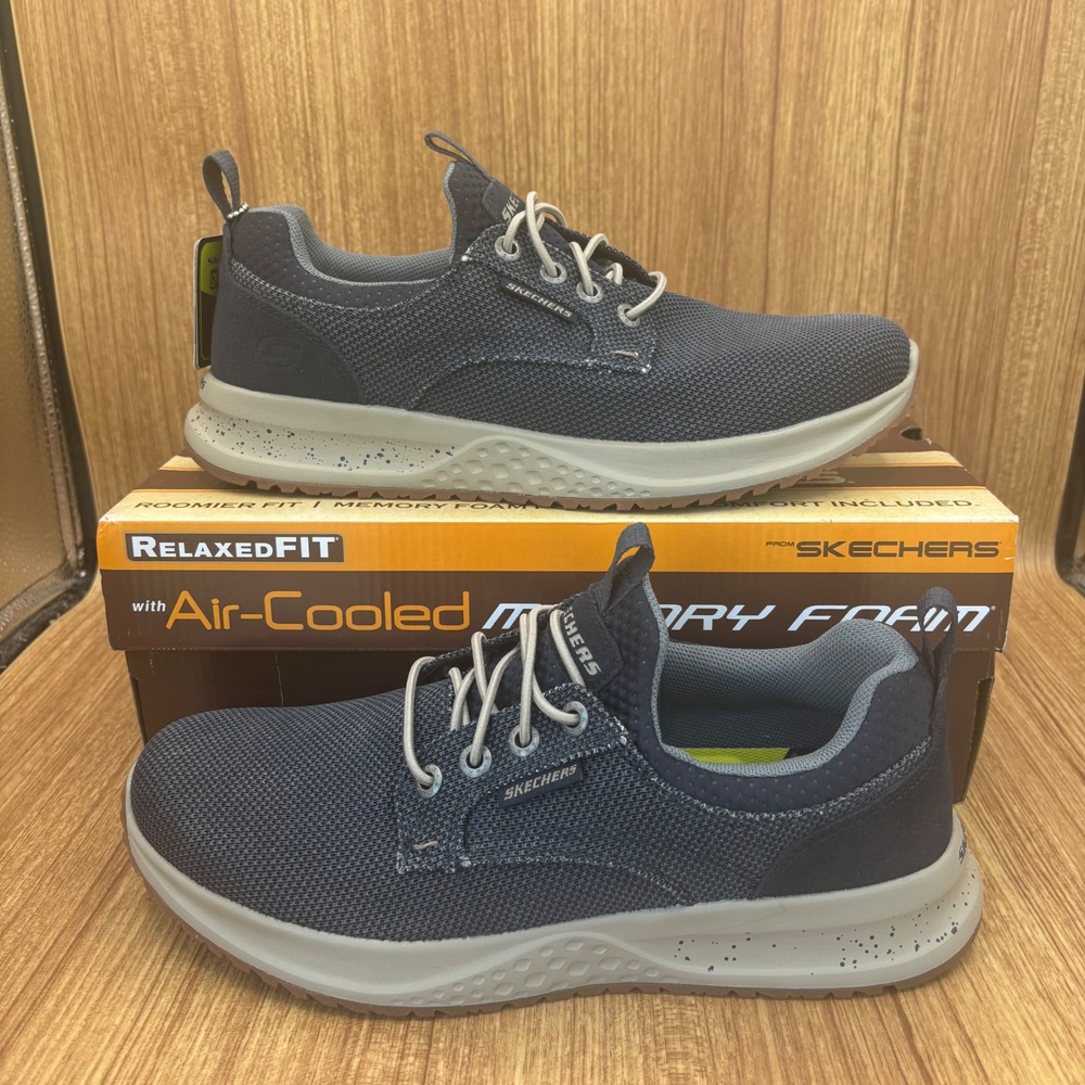 New Skechers Fletch-Oxley Mens Size 8 Blue Relaxed Fit Memory Foam‎ Sneakers